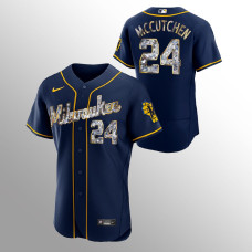 Milwaukee Brewers #24 Andrew McCutchen Authentic 2022 Golden Diamond Navy Jersey