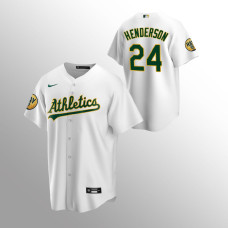 Rickey Henderson Oakland Athletics Replica Ray Fosse Patch White Jersey