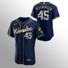 Milwaukee Brewers #45 Brad Boxberger Authentic 2022 Golden Diamond Navy Jersey