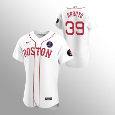Red Sox #39 Christian Arroyo Alternate Boston Strong White Jersey
