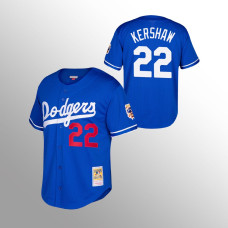 Los Angeles Dodgers Cooperstown Collection Jersey #22 Clayton Kershaw Mesh Batting Practice Royal