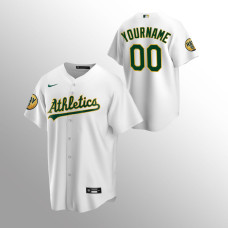 Oakland Athletics #00 Custom Ray Patch Home Replica White Jersey