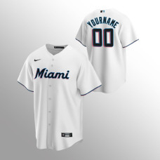 Marlins #00 Custom Men's Jersey Home White Replica