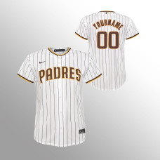 Padres #00 Youth Custom Home Replica White Jersey