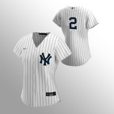 Yankees #2 Women's Derek Jeter Replica Home White Jersey