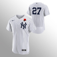 Giancarlo Stanton Yankees Jersey White Memorial Day Poppy Patch Authentic
