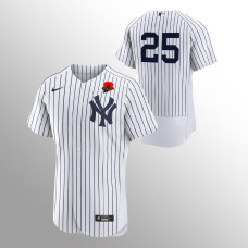 Gleyber Torres Yankees Jersey White Memorial Day Poppy Patch Authentic