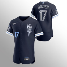 Kansas City Royals Hunter Dozier Navy #17 2022 City Connect Authentic Jersey