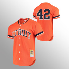 Detroit Tigers #42 Jackie Robinson Cooperstown Collection Mitchell & Ness Mesh Batting Practice Orange Jersey