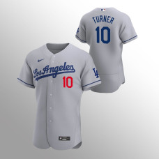 Los Angeles Dodgers Jersey Justin Turner Gray #10 Road Authentic