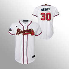 Braves #30 Kyle Wright Youth Jersey Replica White 2022 Gold Program