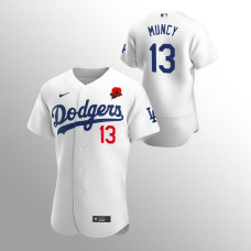 Dodgers Max Muncy Jersey White Memorial Day Poppy Patch Authentic