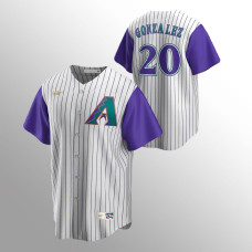 Men's Arizona Diamondbacks #20 Luis Gonzalez Cream Purple Alternate Cooperstown Collection Jersey