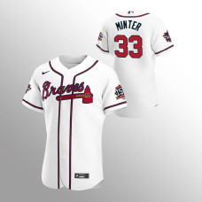 Men's Atlanta Braves A.J. Minter 2021 MLB All-Star White Game Patch Authentic Home Jersey