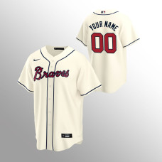 Men's Atlanta Braves Custom #00 Cream 2020 Replica Alternate Jersey