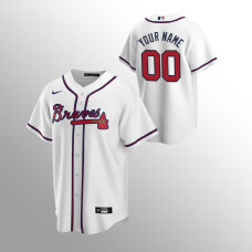 Men's Atlanta Braves Custom #00 White 2020 Replica Home Jersey