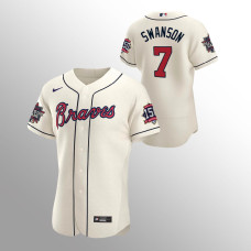 Men's Atlanta Braves Dansby Swanson 2021 MLB All-Star Cream Game Patch Authentic Alternate Jersey