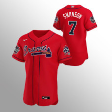Men's Atlanta Braves Dansby Swanson 2021 MLB All-Star Red Game Patch Authentic Alternate Jersey
