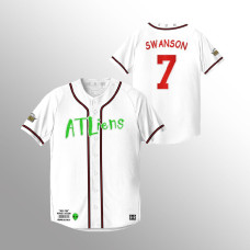 Atlanta Braves Dansby Swanson White 25th Anniversary Baseball Jersey