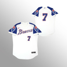 Dansby Swanson Atlanta Braves White Throwback Home Cooperstown Jersey