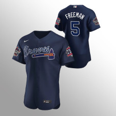 Men's Atlanta Braves Freddie Freeman 2021 MLB All-Star Navy Game Patch Authentic Alternate Jersey
