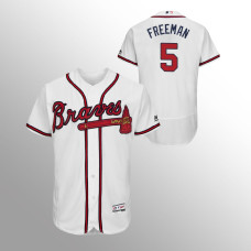 Men's Atlanta Braves White Authentic Collection Home #5 Freddie Freeman 2019 Flex Base Jersey