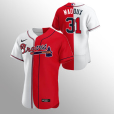 Men's Atlanta Braves Greg Maddux #31 White Red Color Split Authentic Jersey