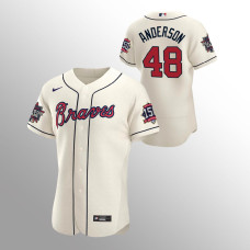 Men's Atlanta Braves Ian Anderson 2021 MLB All-Star Cream Game Patch Authentic Alternate Jersey