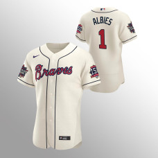 Men's Atlanta Braves Ozzie Albies 2021 MLB All-Star Cream Game Patch Authentic Alternate Jersey