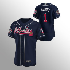 Men's Atlanta Braves Ozzie Albies 2021 MLB All-Star Navy Game Patch Authentic Team Jersey