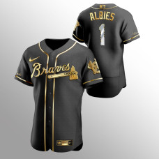 Men's Atlanta Braves Ozzie Albies Golden Edition Black Authentic Jersey