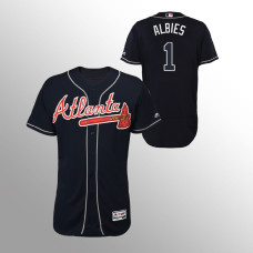 Men's Atlanta Braves Navy Authentic Collection Alternate #1 Ozzie Albies 2019 Flex Base Jersey