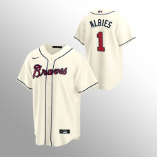 Men's Atlanta Braves Ozzie Albies #1 Cream 2020 Replica Alternate Jersey