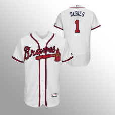 Men's Atlanta Braves White Authentic Collection Home #1 Ozzie Albies 2019 Flex Base Jersey