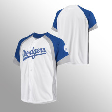White Royal Dodgers # Big & Tall Jersey Colorblock Full-Snap