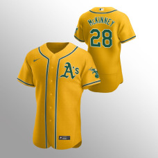 Oakland Athletics #28 Billy McKinney Gold Authentic Home Jersey