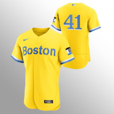 Chris Sale Boston Red Sox Gold Light Blue 2021 City Connect Authentic Jersey