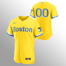 Custom Boston Red Sox Gold Light Blue 2021 City Connect Authentic Jersey
