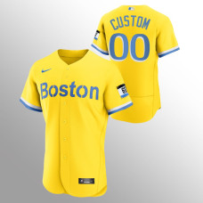 Boston Red Sox Custom Gold 2021 City Connect Authentic Jersey