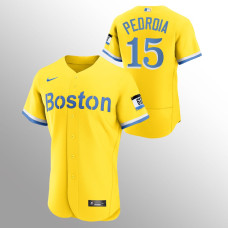 Boston Red Sox Dustin Pedroia Gold 2021 City Connect Authentic Jersey
