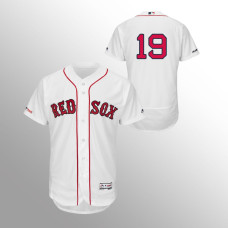 Men's Boston Red Sox #19 White Jackie Bradley Jr. MLB 150th Anniversary Patch Flex Base Authentic Collection Home Jersey