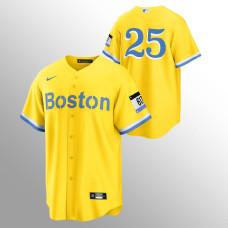 Kevin Plawecki Boston Red Sox Gold Light Blue 2021 City Connect Replica Jersey
