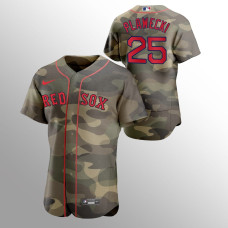 Men's Boston Red Sox Kevin Plawecki #25 Camo 2021 Armed Forces Day Authentic Jersey