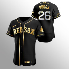 Men's Boston Red Sox Wade Boggs Golden Edition Black Authentic Jersey