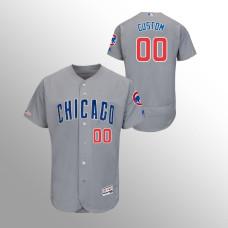 Men's Chicago Cubs #00 Gray Custom MLB 150th Anniversary Patch Flex Base Authentic Collection Road Jersey