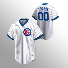 Men's Chicago Cubs #00 Custom White Home Cooperstown Collection Jersey