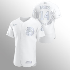 Men's Chicago Cubs #14 Ernie Banks White Retired Award Collection Jersey