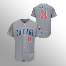 Men's Chicago Cubs #11 Gray Yu Darvish MLB 150th Anniversary Patch Flex Base Authentic Collection Road Jersey