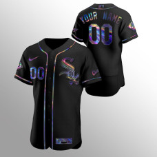 Custom Chicago White Sox Black Authentic Iridescent Holographic Jersey