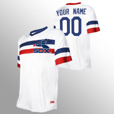 Men's Chicago White Sox #00 Custom White V-Neck Cooperstown Collection Jersey